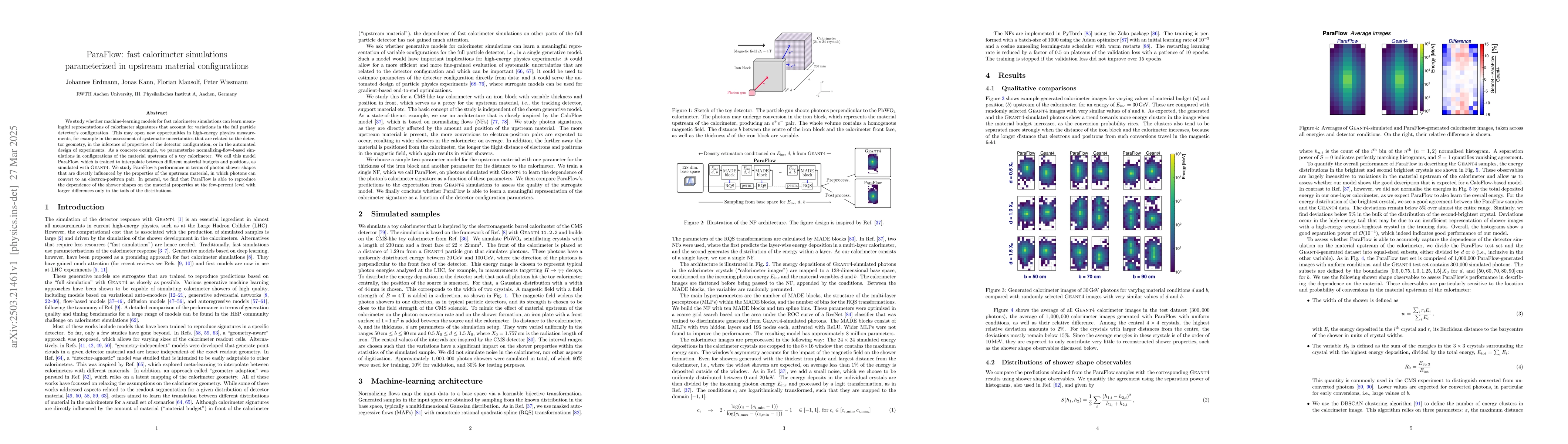 Thumbnail for ParaFlow: fast calorimeter simulations parameterized in upstream
  material configurations