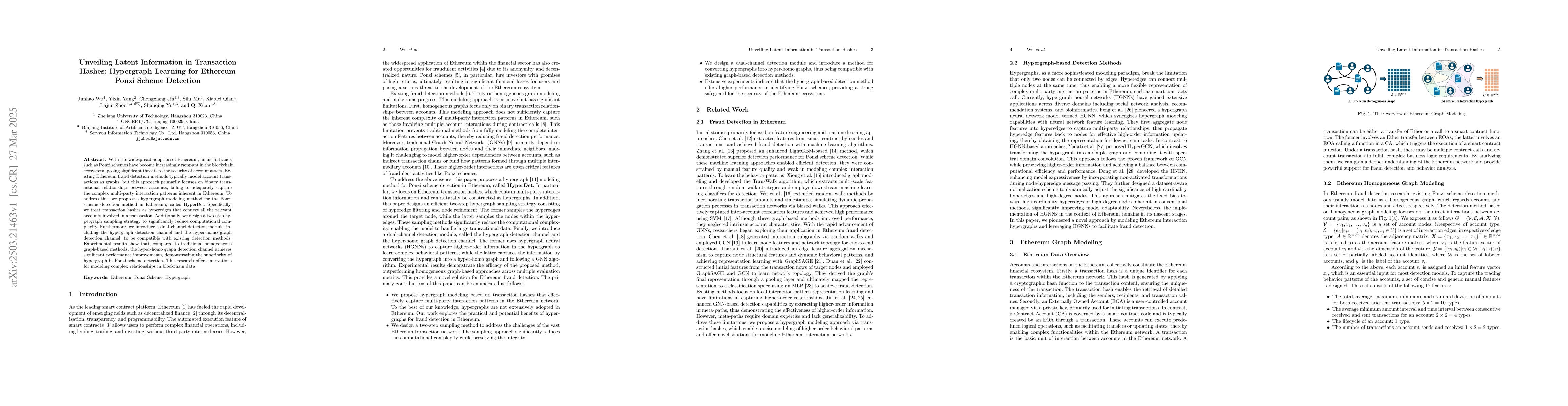 Thumbnail for Unveiling Latent Information in Transaction Hashes: Hypergraph Learning
  for Ethereum Ponzi Scheme Detection