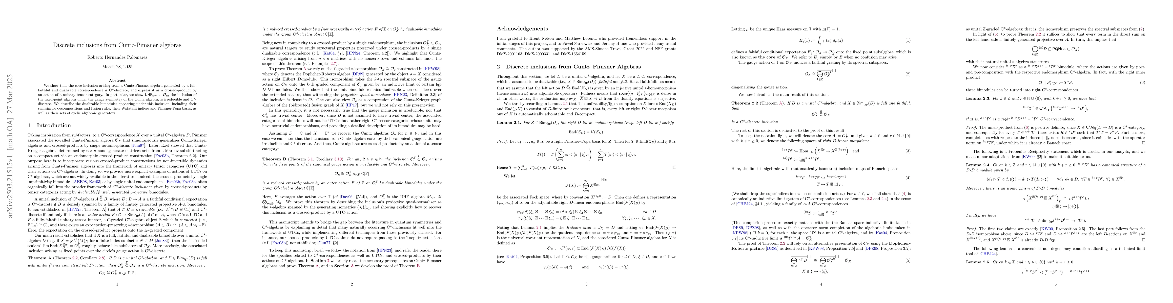 Thumbnail for Discrete inclusions from Cuntz-Pimsner algebras