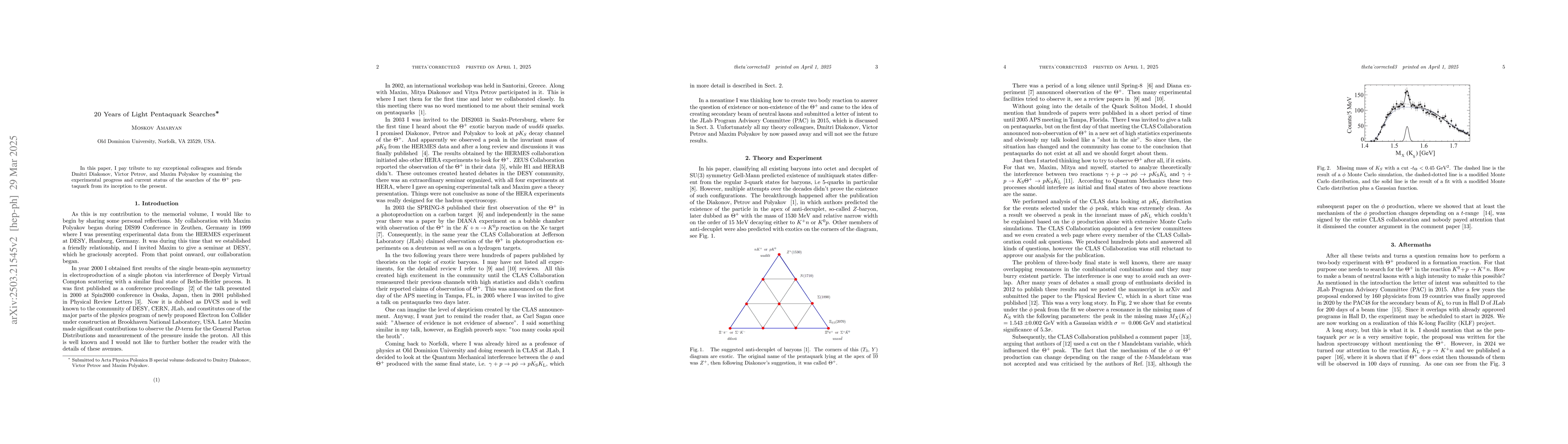 Thumbnail for 20 Years of Light Pentaquark Searches