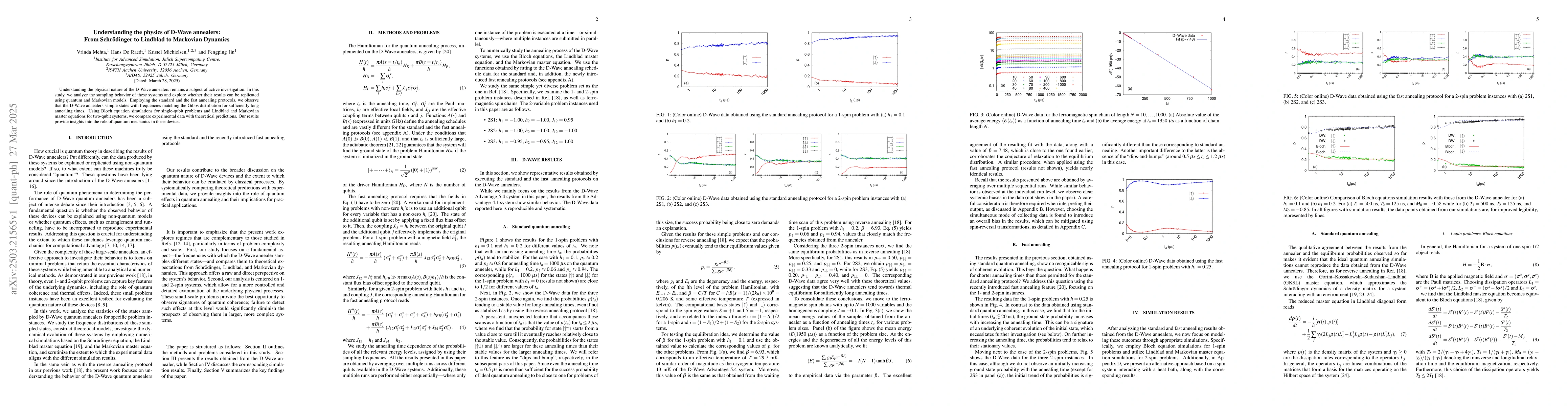 Thumbnail for Understanding the physics of D-Wave annealers: From Schrödinger to
  Lindblad to Markovian Dynamics