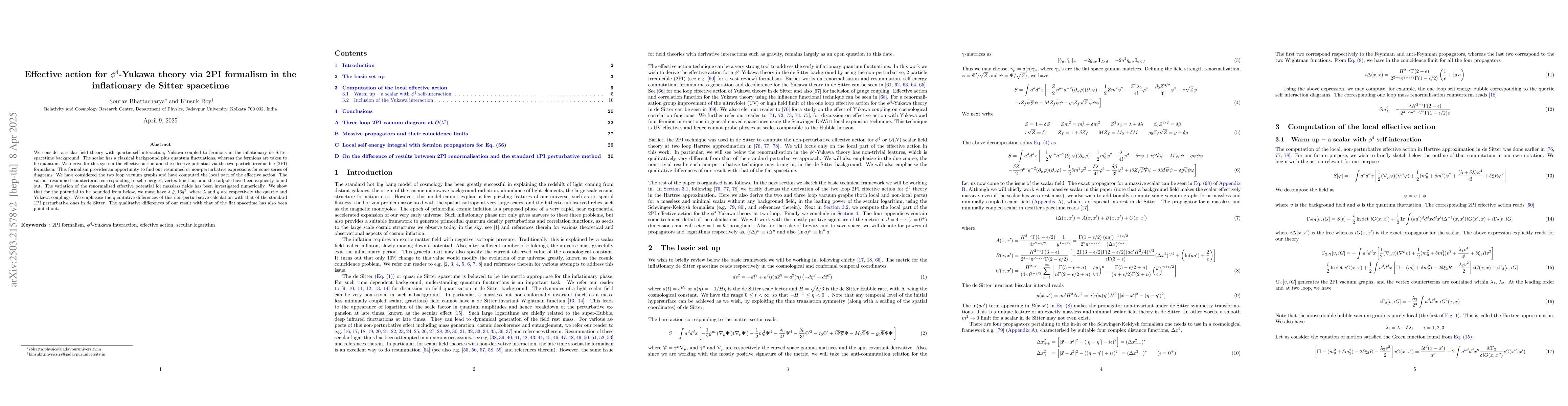 Thumbnail for Effective action for $φ^4$-Yukawa theory via 2PI formalism in the
  inflationary de Sitter spacetime