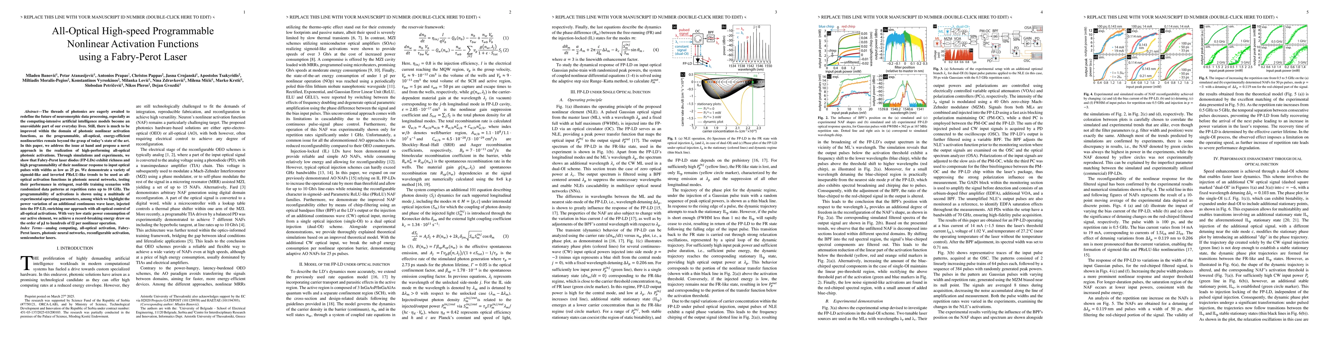 Thumbnail for All-Optical High-speed Programmable Nonlinear Activation Functions using
  a Fabry-Perot Laser