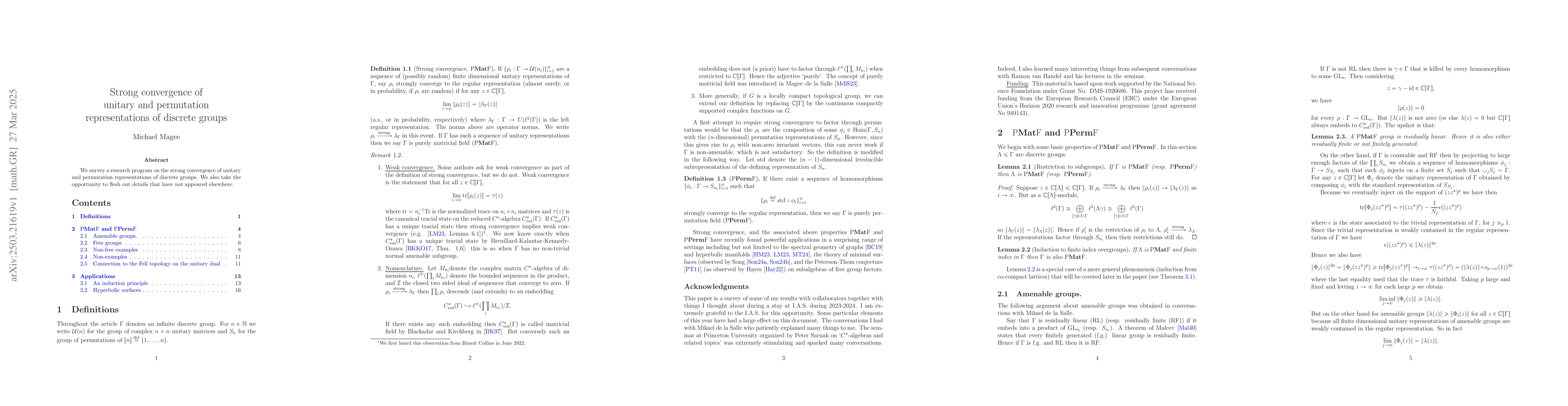 Thumbnail for Strong convergence of unitary and permutation representations of
  discrete groups