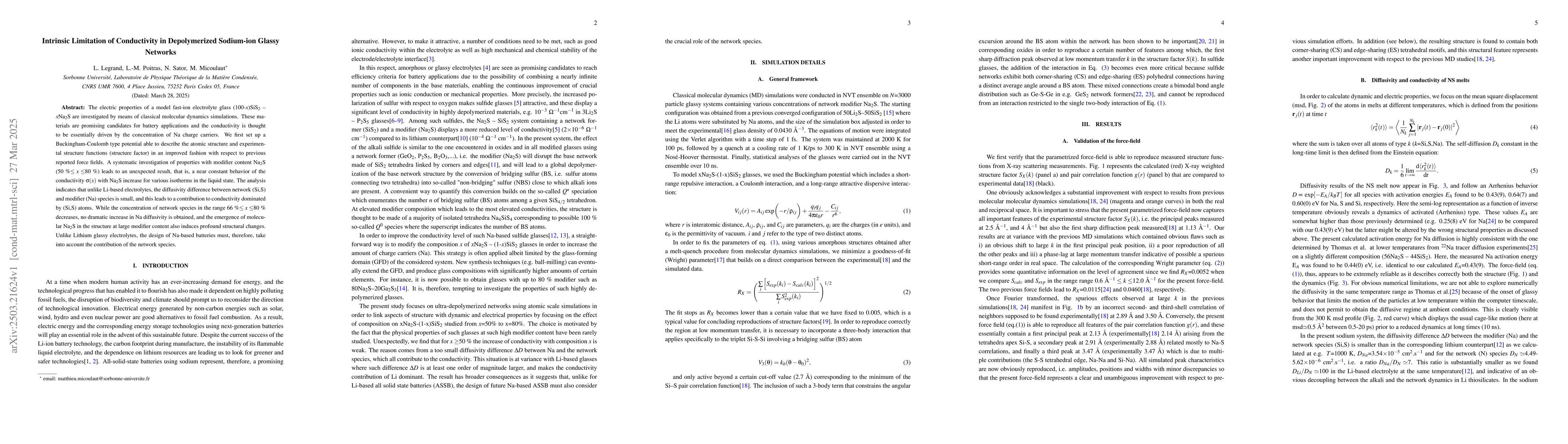 Thumbnail for Intrinsic Limitation of Conductivity in Depolymerized Sodium-ion Glassy
  Networks