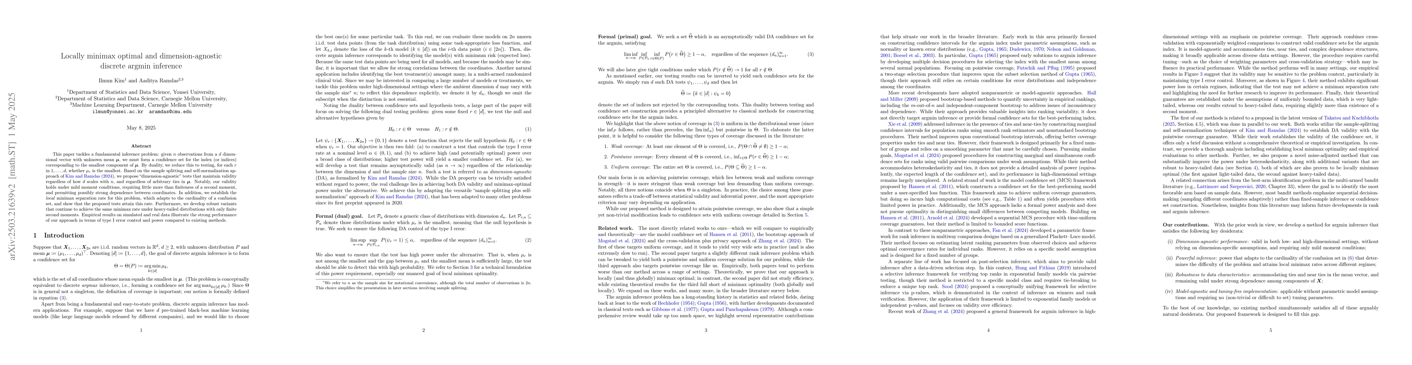 Thumbnail for Locally minimax optimal and dimension-agnostic discrete argmin inference