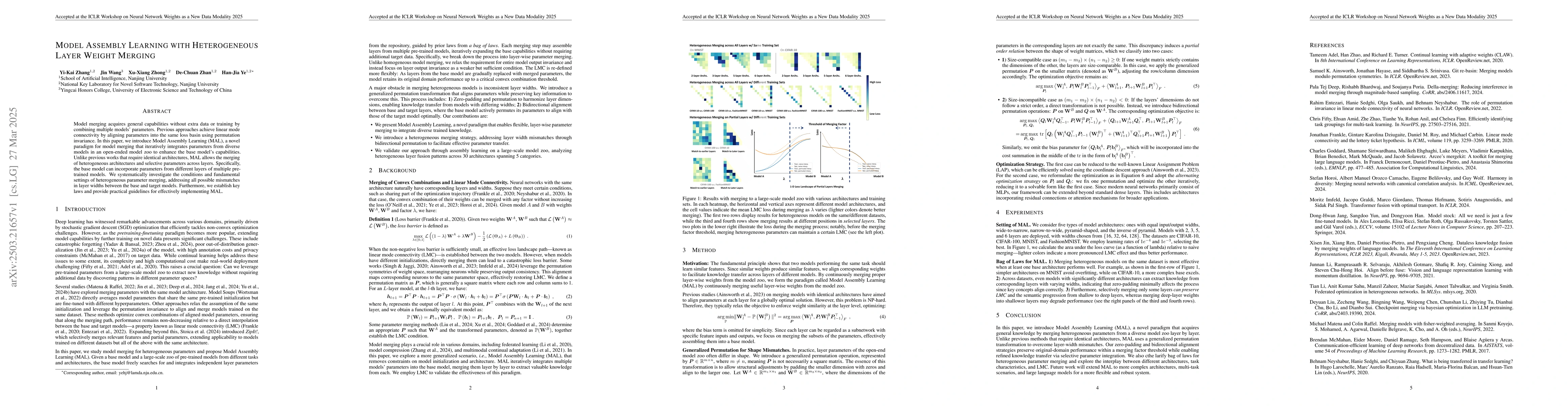 Thumbnail for Model Assembly Learning with Heterogeneous Layer Weight Merging