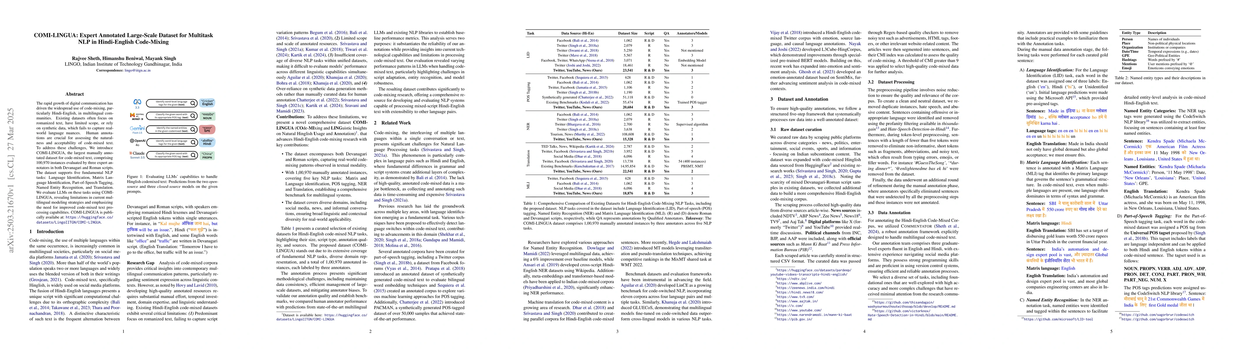 Thumbnail for COMI-LINGUA: Expert Annotated Large-Scale Dataset for Multitask NLP in
  Hindi-English Code-Mixing