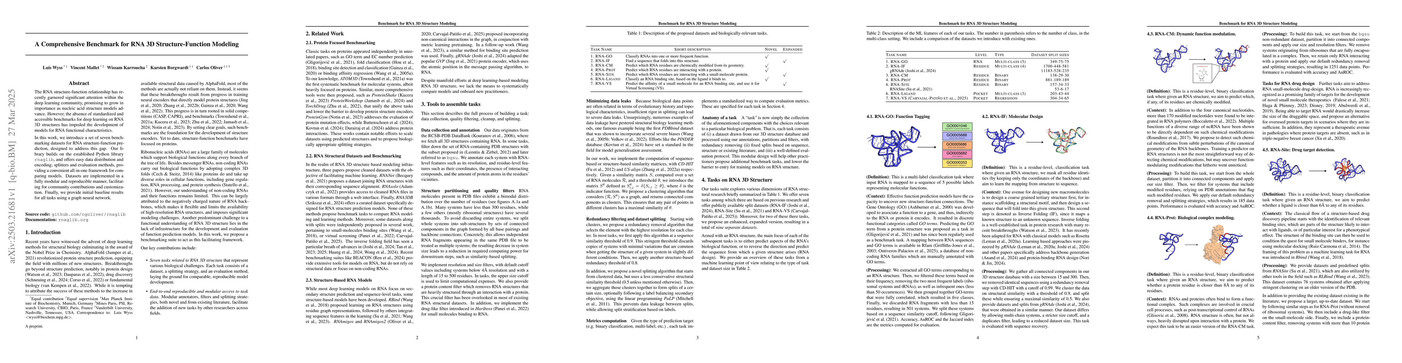 Thumbnail for A Comprehensive Benchmark for RNA 3D Structure-Function Modeling