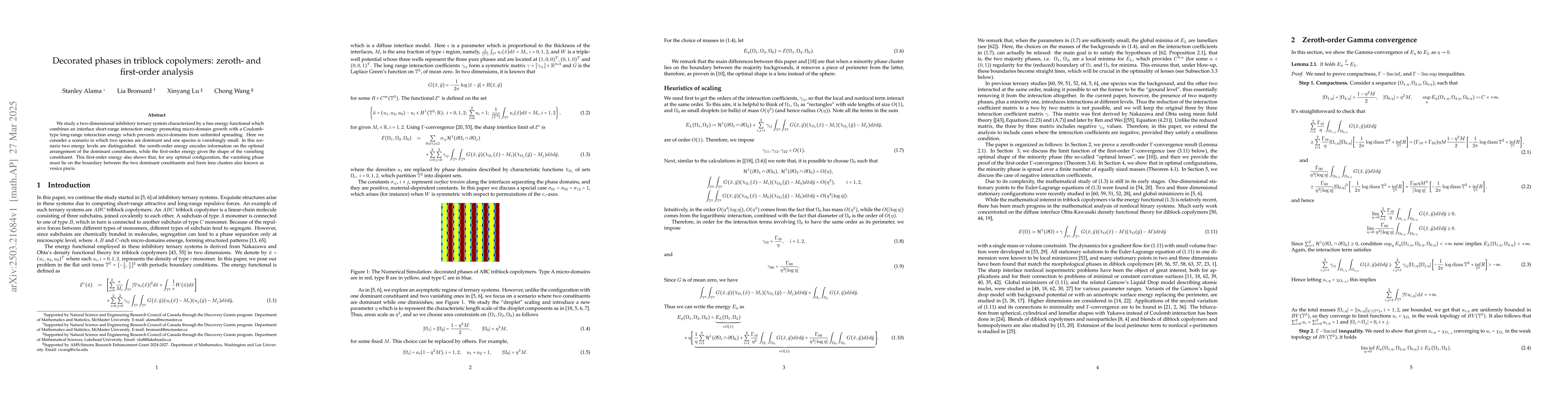 Thumbnail for Decorated phases in triblock copolymers: zeroth- and first-order
  analysis