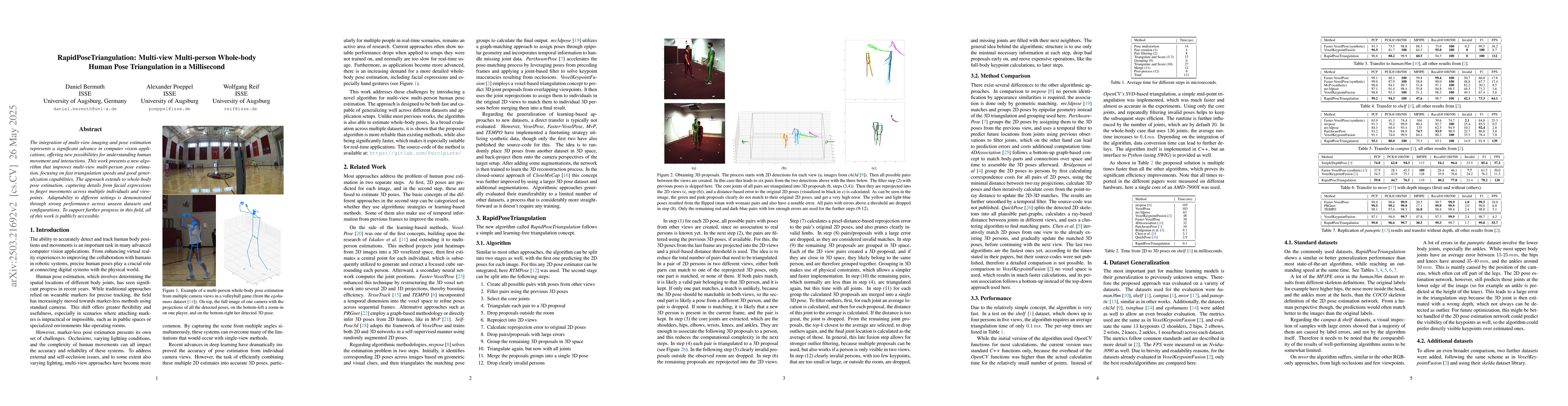 Thumbnail for RapidPoseTriangulation: Multi-view Multi-person Whole-body Human Pose
  Triangulation in a Millisecond