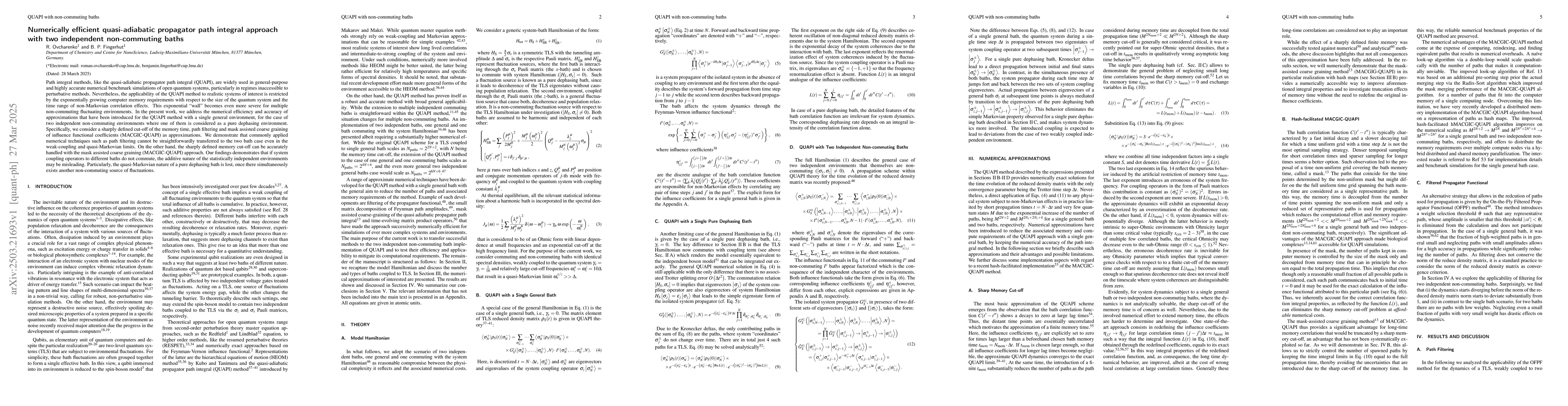 Thumbnail for Numerically efficient quasi-adiabatic propagator path integral approach
  with two independent non-commuting baths