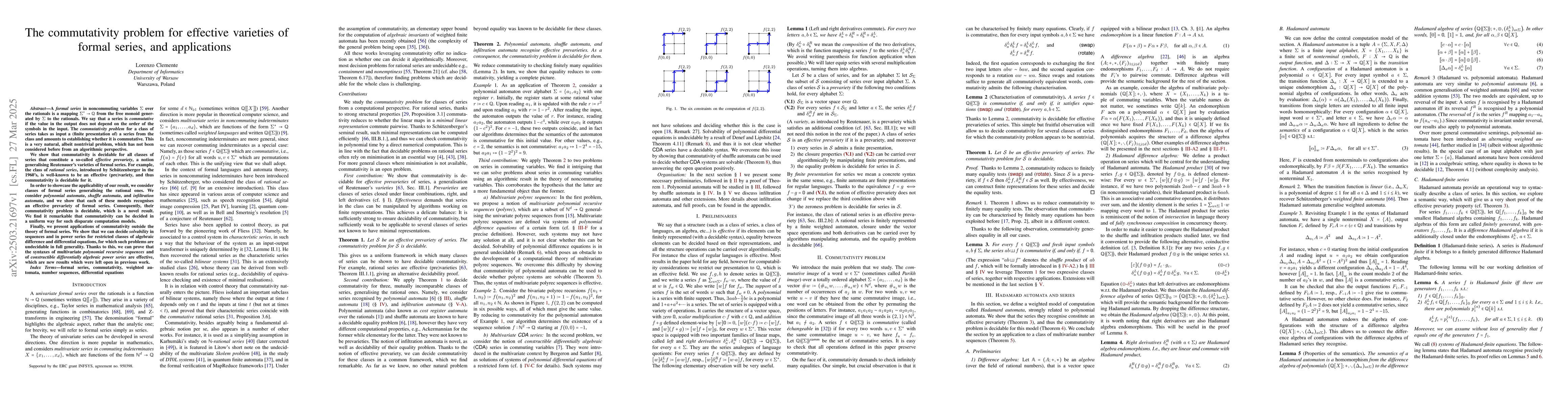 Thumbnail for The commutativity problem for effective varieties of formal series, and
  applications