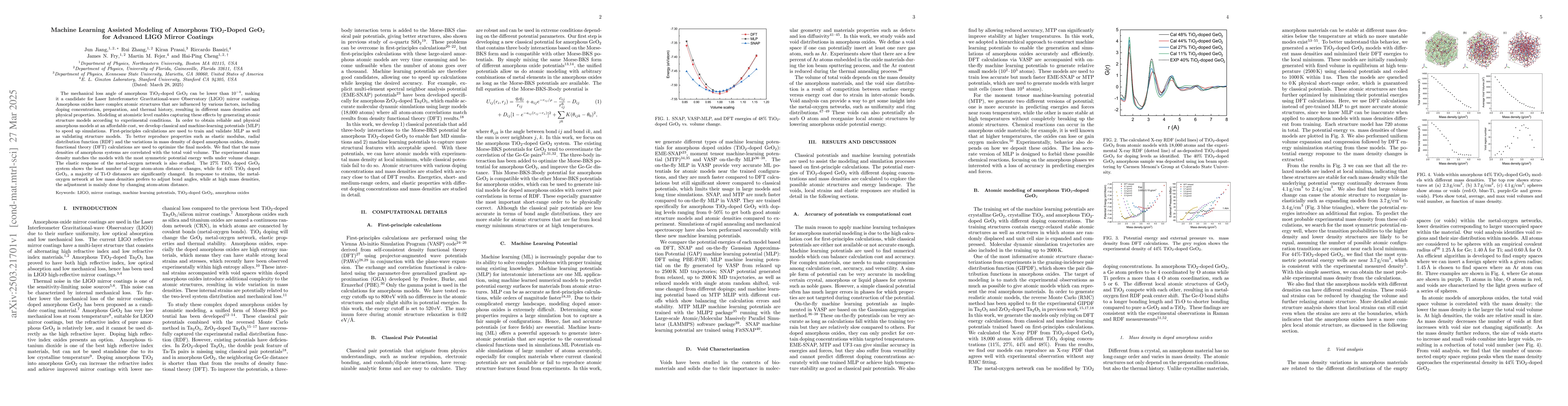 Thumbnail for Machine Learning Assisted Modeling of Amorphous TiO$_2$-Doped GeO$_2$
  for Advanced LIGO Mirror Coatings