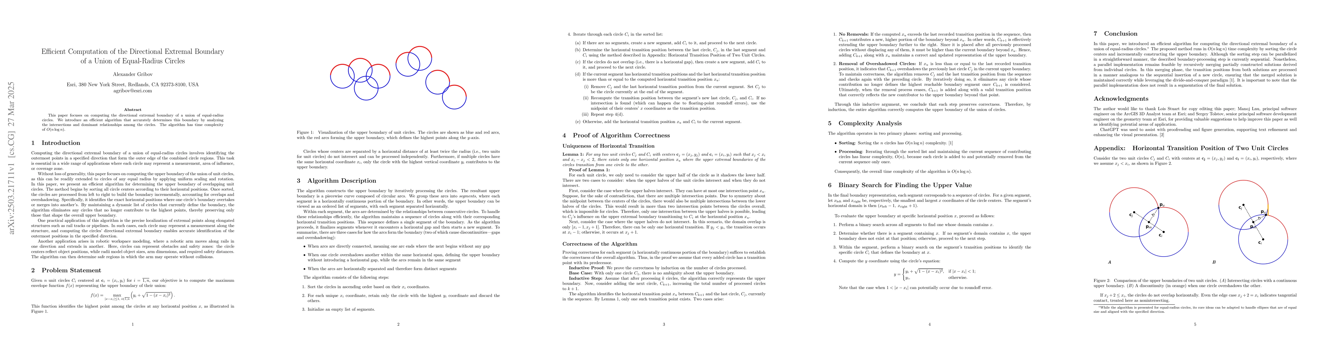 Thumbnail for Efficient Computation of the Directional Extremal Boundary of a Union of
  Equal-Radius Circles