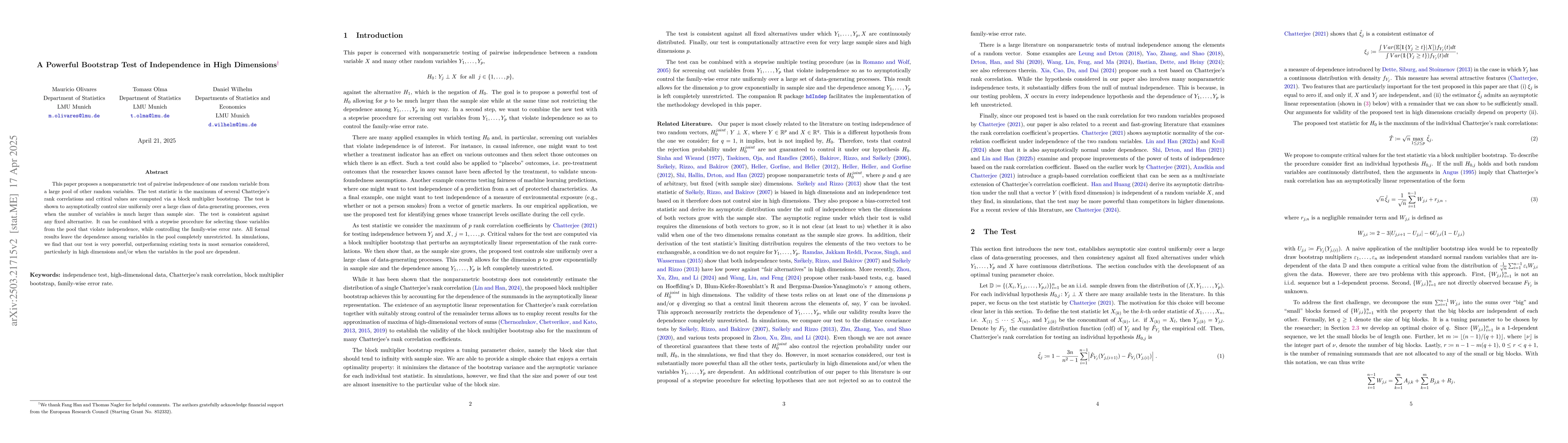 Thumbnail for A Powerful Bootstrap Test of Independence in High Dimensions