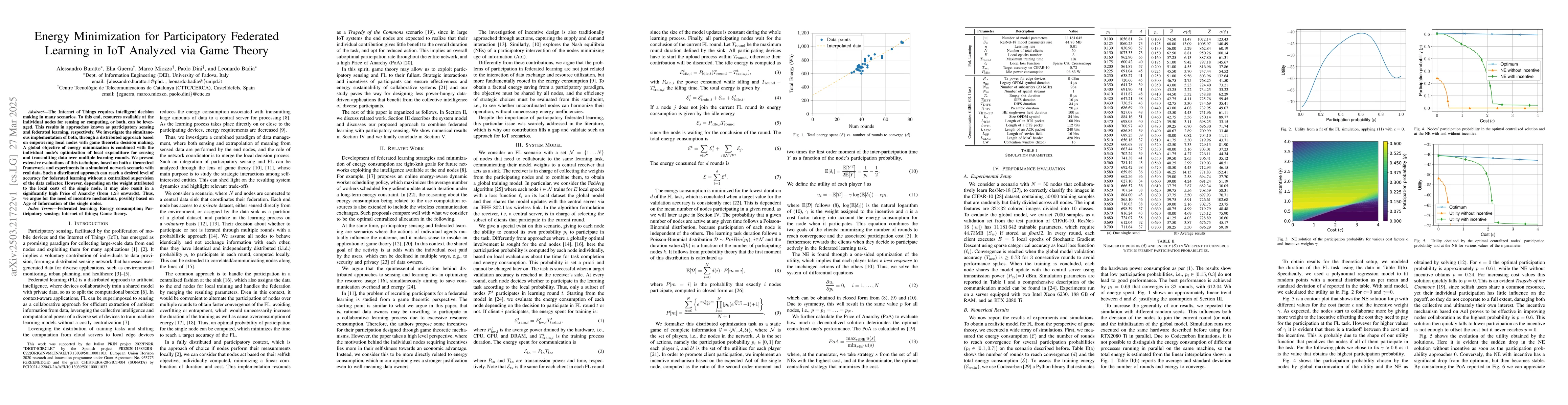 Thumbnail for Energy Minimization for Participatory Federated Learning in IoT Analyzed
  via Game Theory