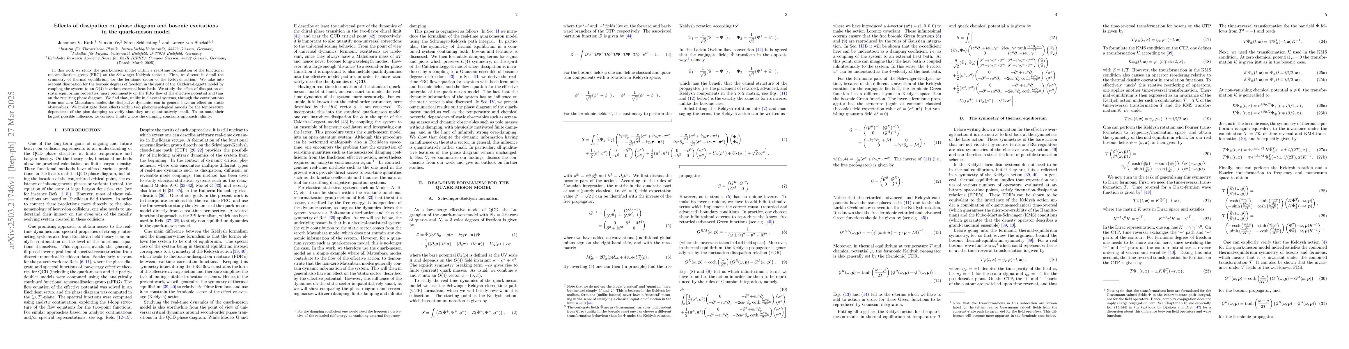 Thumbnail for Effects of dissipation on phase diagram and bosonic excitations in the
  quark-meson model