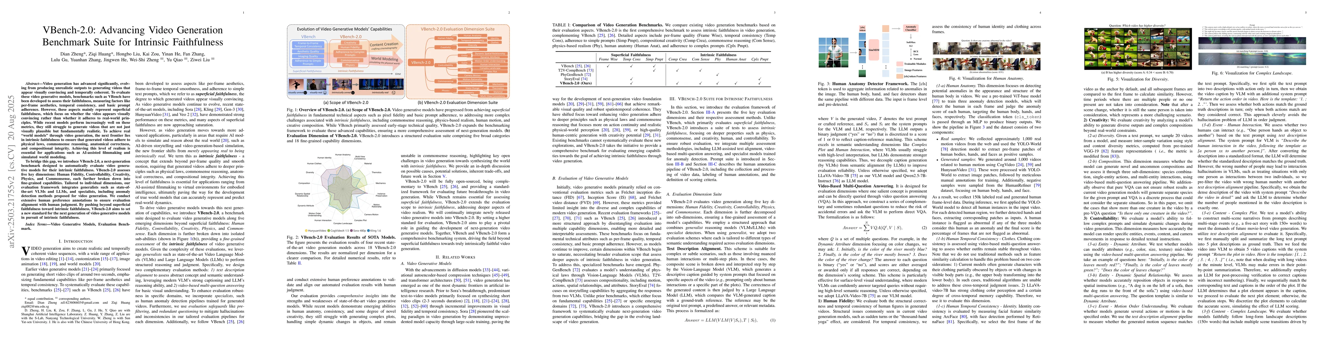 Thumbnail for VBench-2.0: Advancing Video Generation Benchmark Suite for Intrinsic
  Faithfulness