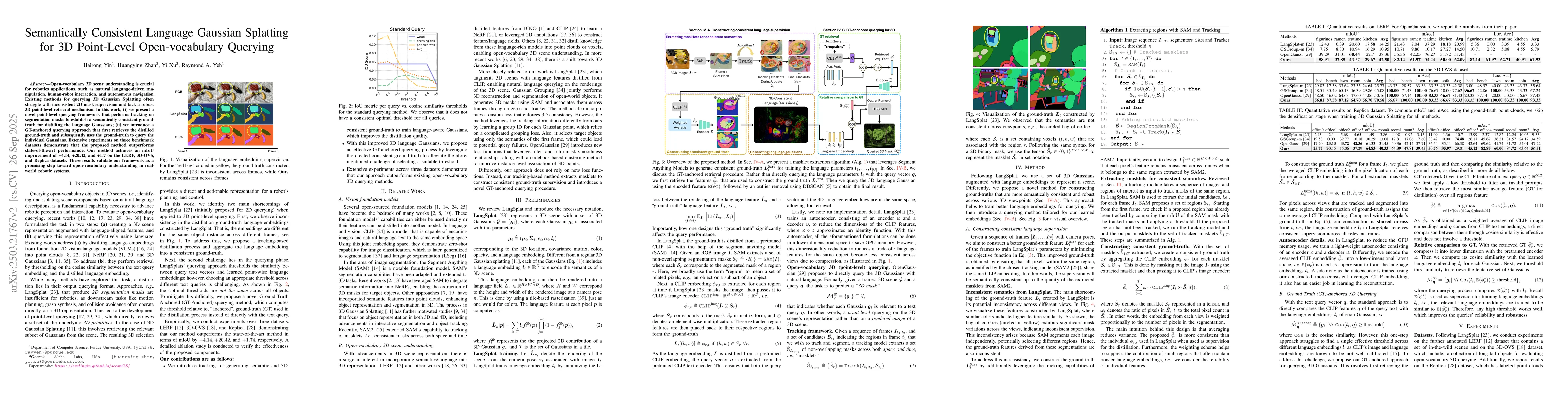 Thumbnail for Semantic Consistent Language Gaussian Splatting for Point-Level
  Open-vocabulary Querying