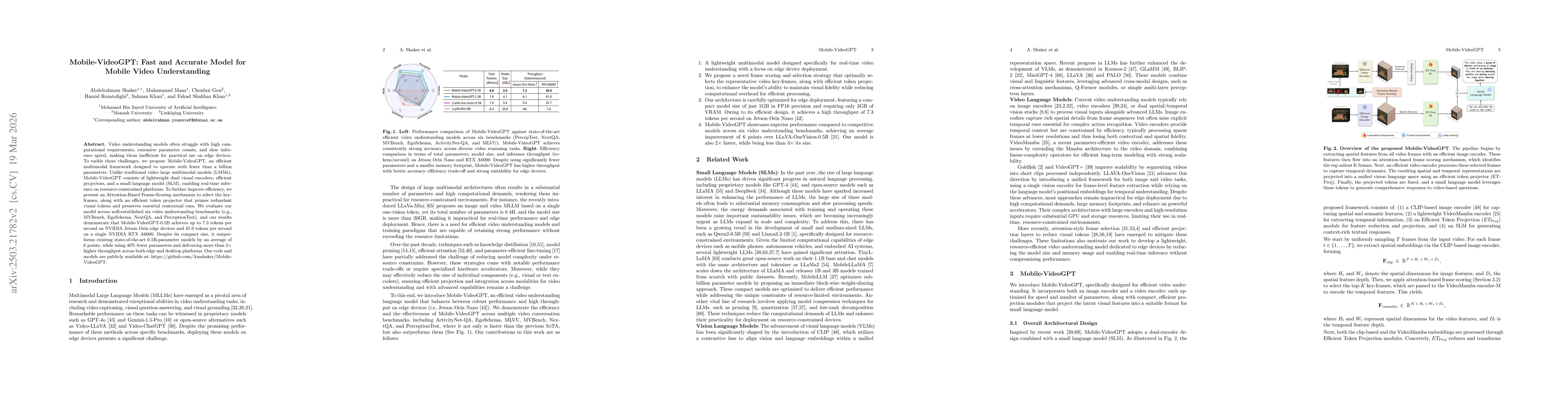Thumbnail for Mobile-VideoGPT: Fast and Accurate Model for Mobile Video Understanding