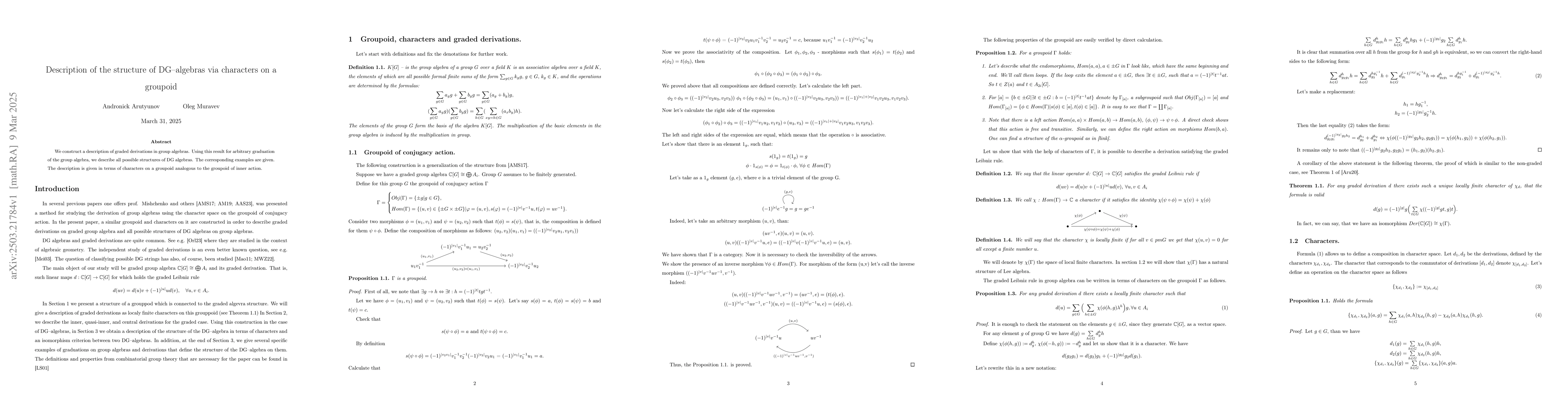 Thumbnail for Description of the structure of DG--algebras via characters on a
  groupoid