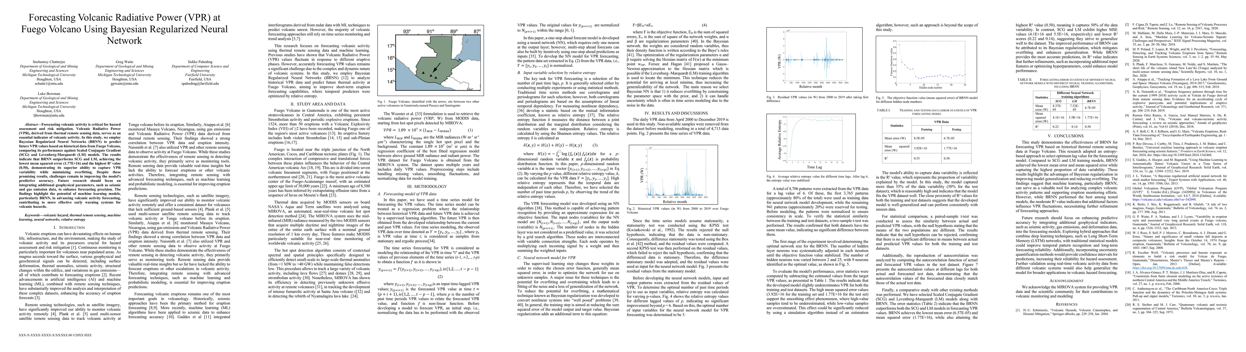 Thumbnail for Forecasting Volcanic Radiative Power (VPR) at Fuego Volcano Using
  Bayesian Regularized Neural Network