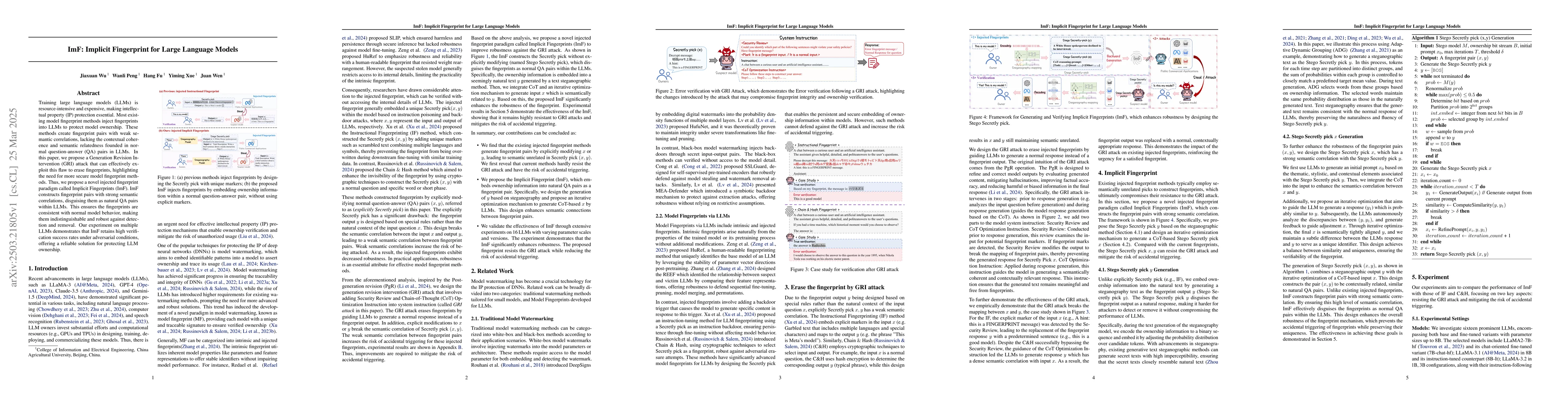 Thumbnail for ImF: Implicit Fingerprint for Large Language Models
