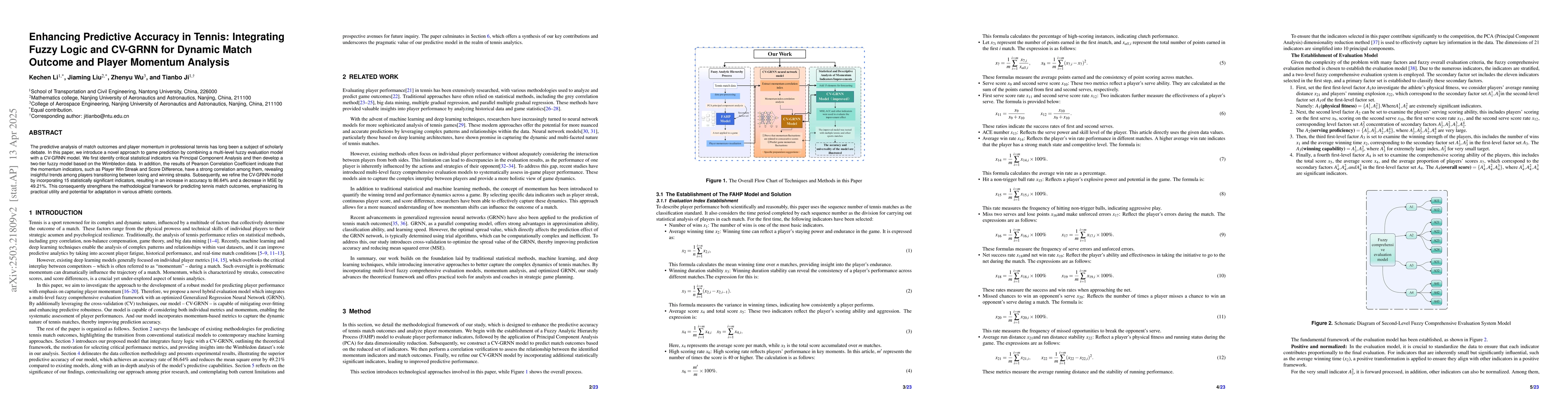 Thumbnail for Enhancing Predictive Accuracy in Tennis: Integrating Fuzzy Logic and
  CV-GRNN for Dynamic Match Outcome and Player Momentum Analysis