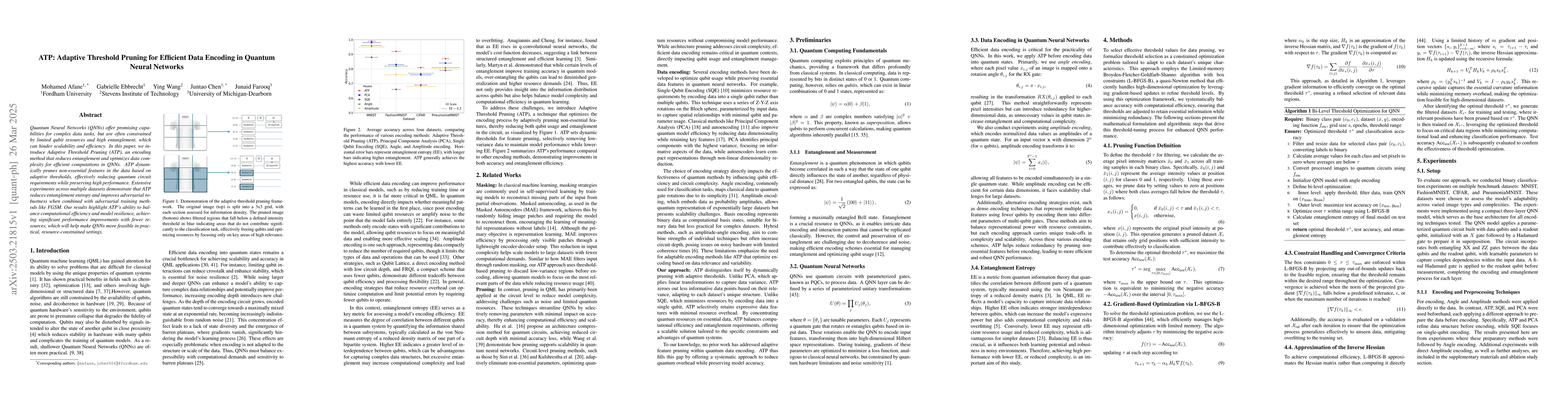Thumbnail for ATP: Adaptive Threshold Pruning for Efficient Data Encoding in Quantum
  Neural Networks