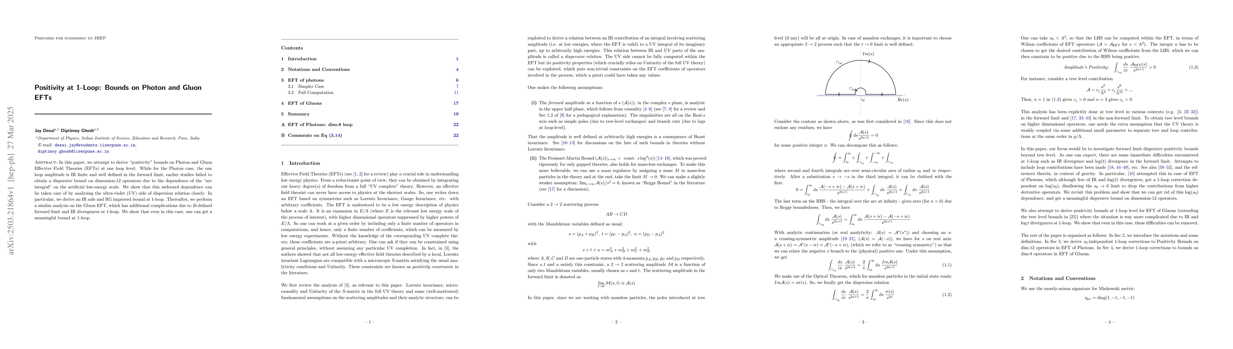 Thumbnail for Positivity at 1-Loop: Bounds on Photon and Gluon EFTs