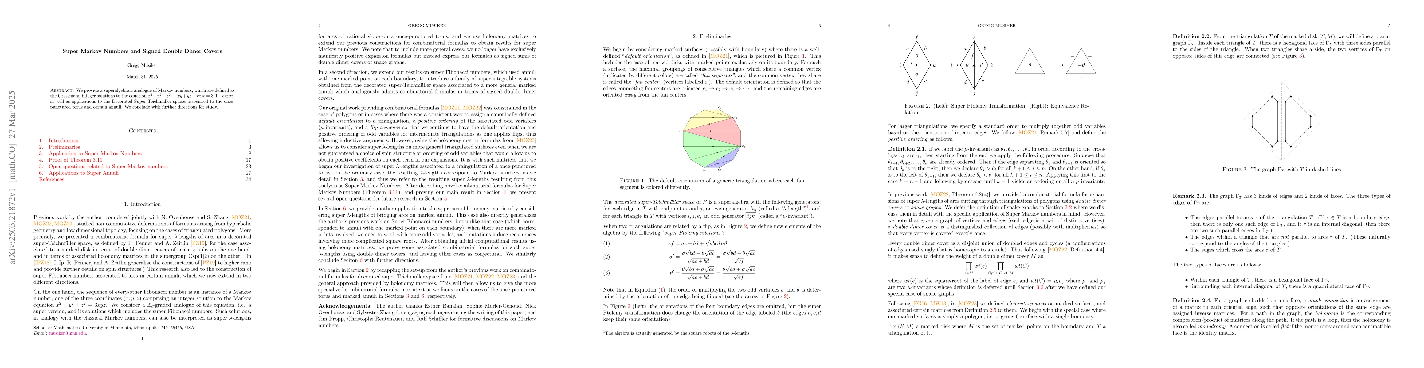 Thumbnail for Super Markov Numbers and Signed Double Dimer Covers