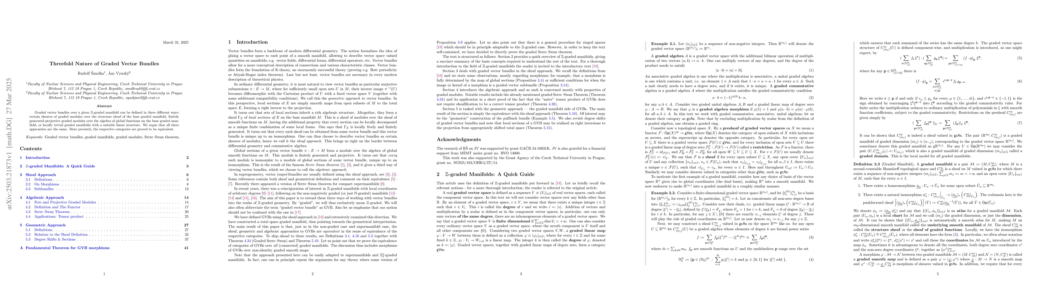 Thumbnail for Threefold Nature of Graded Vector Bundles
