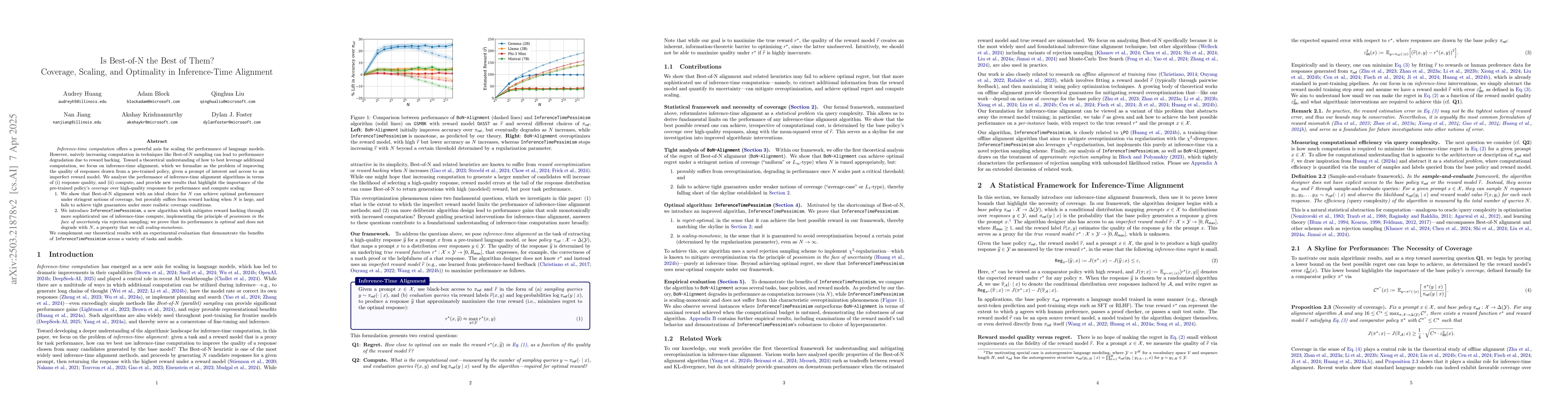 Thumbnail for Is Best-of-N the Best of Them? Coverage, Scaling, and Optimality in
  Inference-Time Alignment