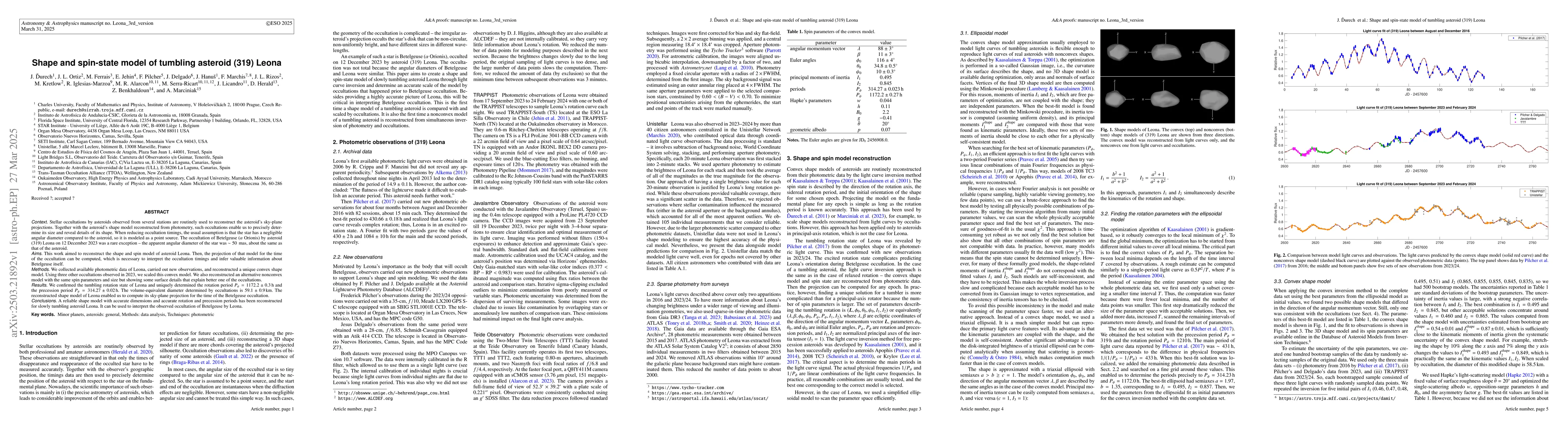 Thumbnail for Shape and spin-state model of tumbling asteroid (319) Leona