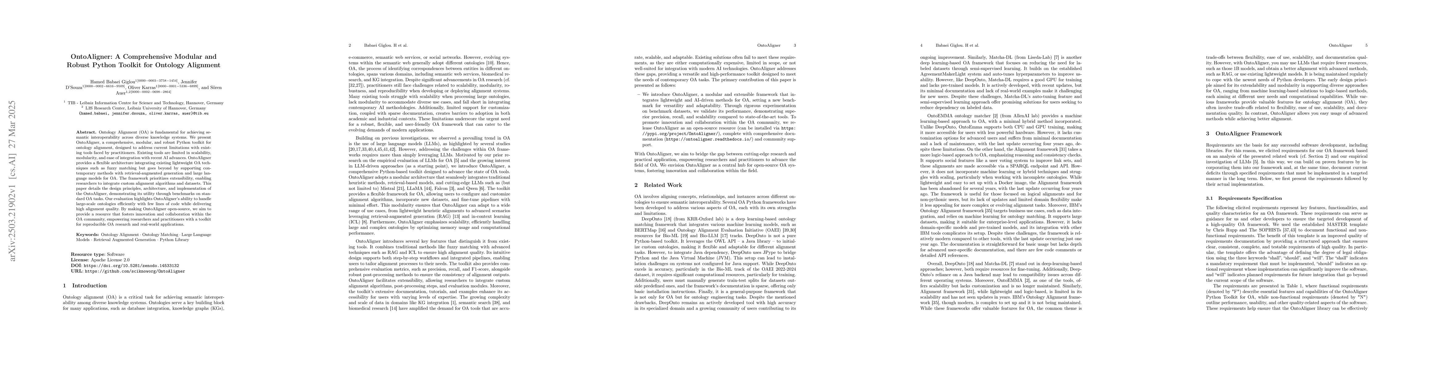 Thumbnail for OntoAligner: A Comprehensive Modular and Robust Python Toolkit for
  Ontology Alignment