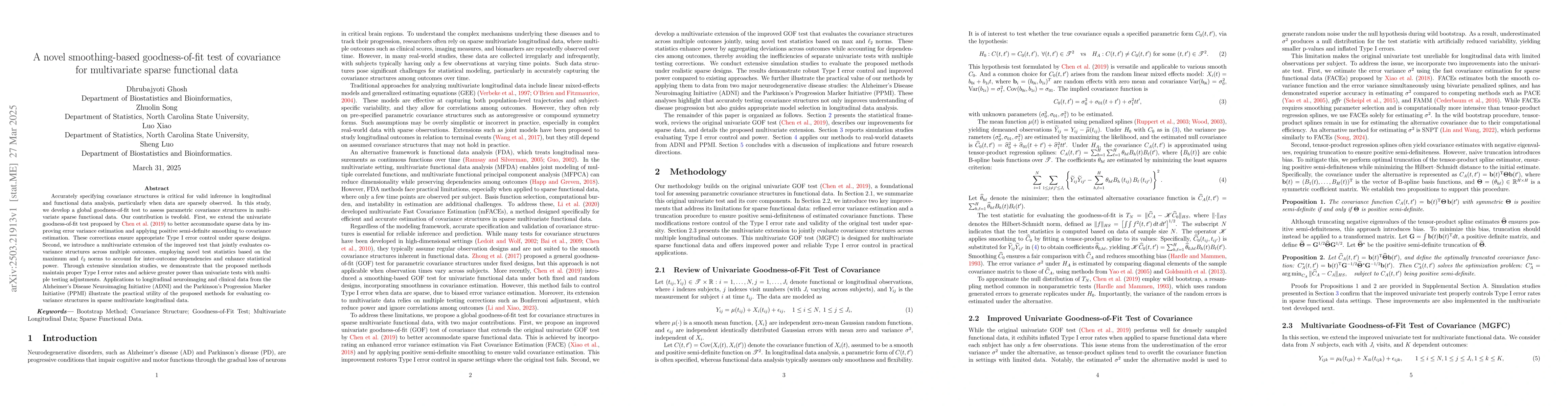 Thumbnail for A novel smoothing-based goodness-of-fit test of covariance for
  multivariate sparse functional data