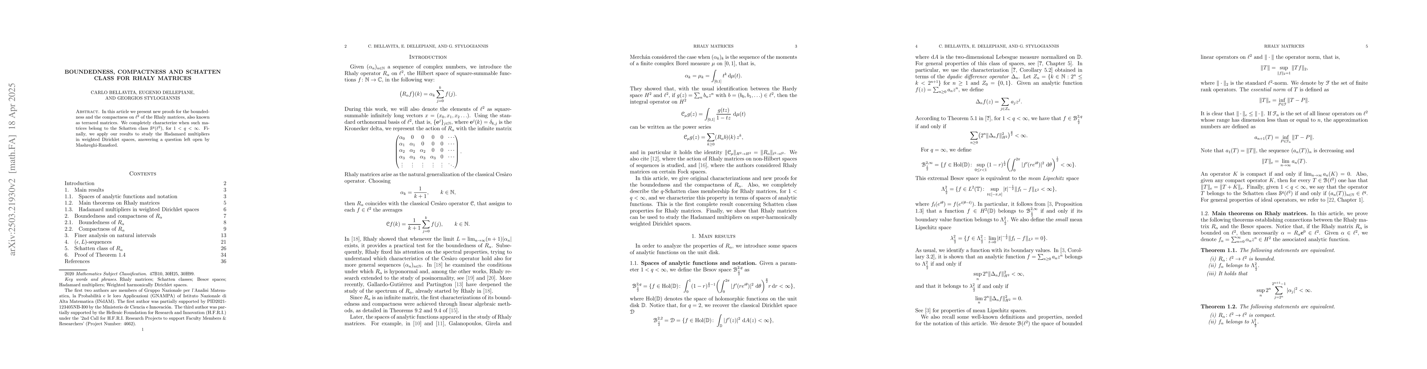 Thumbnail for Boundedness, compactness and Schatten class for Rhaly matrices