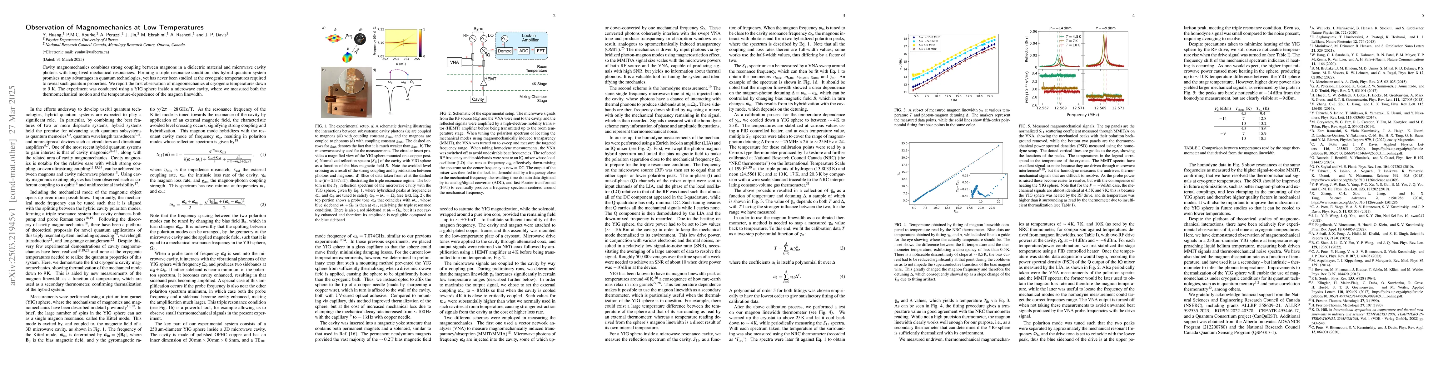 Thumbnail for Observation of Magnomechanics at Low Temperatures