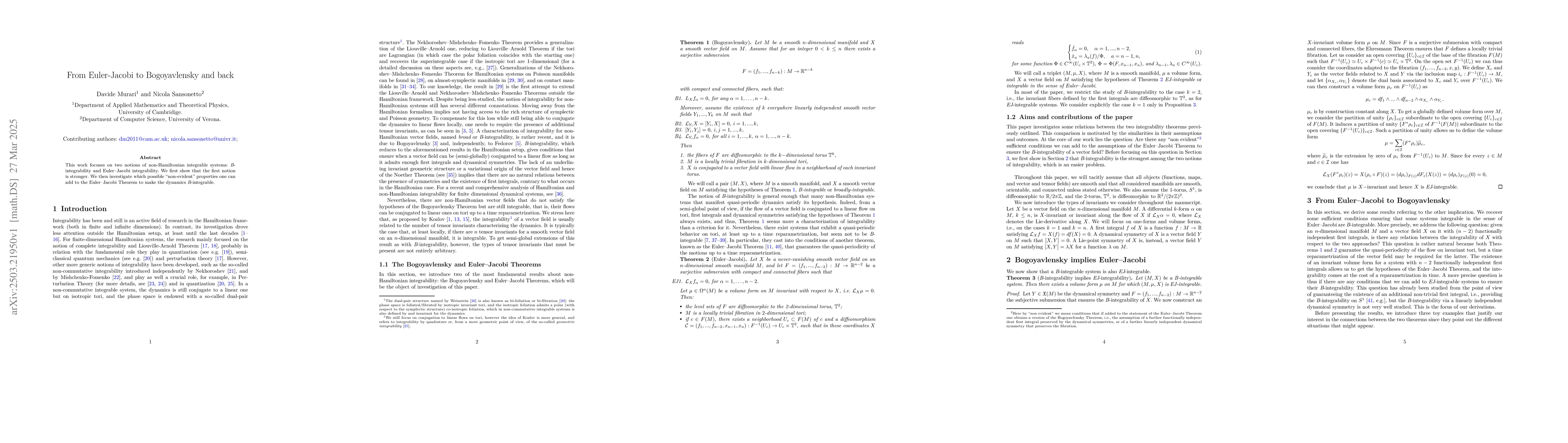 Thumbnail for From Euler-Jacobi to Bogoyavlensky and back