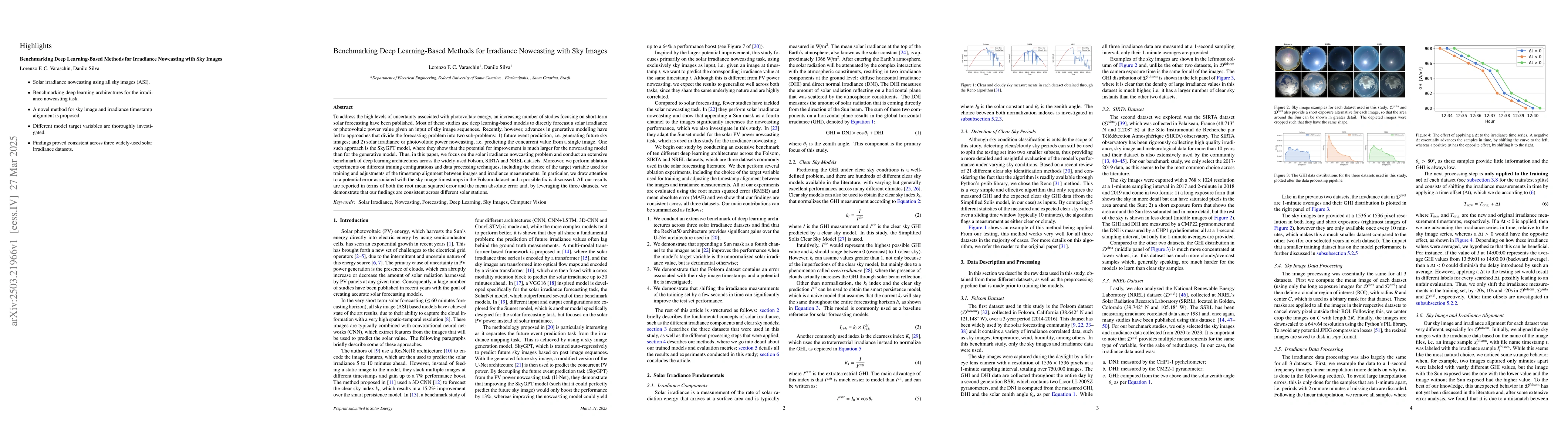 Thumbnail for Benchmarking Deep Learning-Based Methods for Irradiance Nowcasting with
  Sky Images
