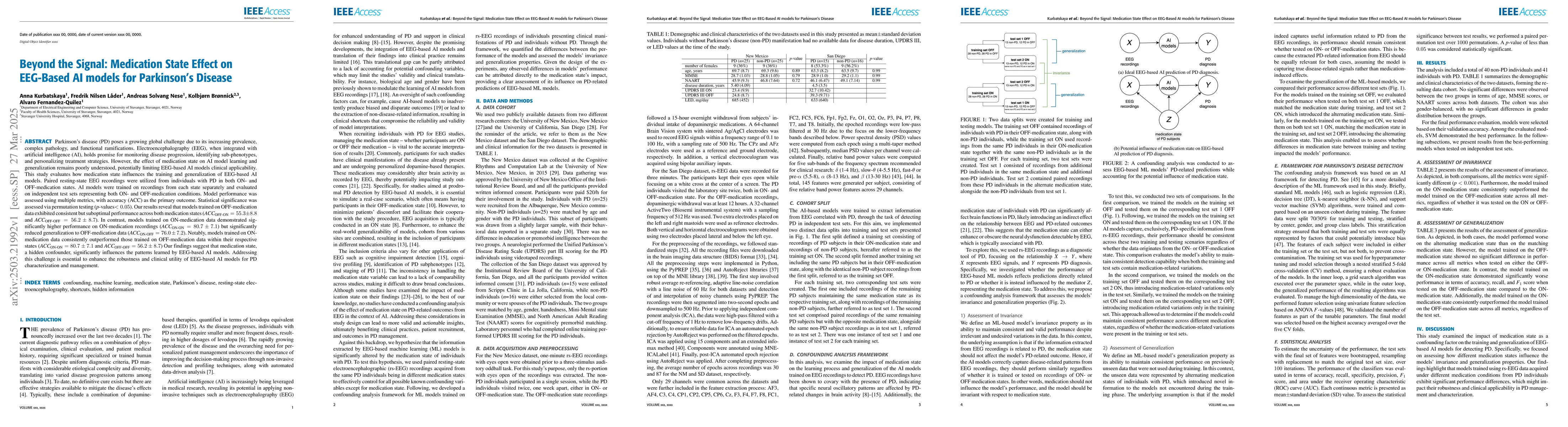Thumbnail for Beyond the Signal: Medication State Effect on EEG-Based AI models for
  Parkinson's Disease