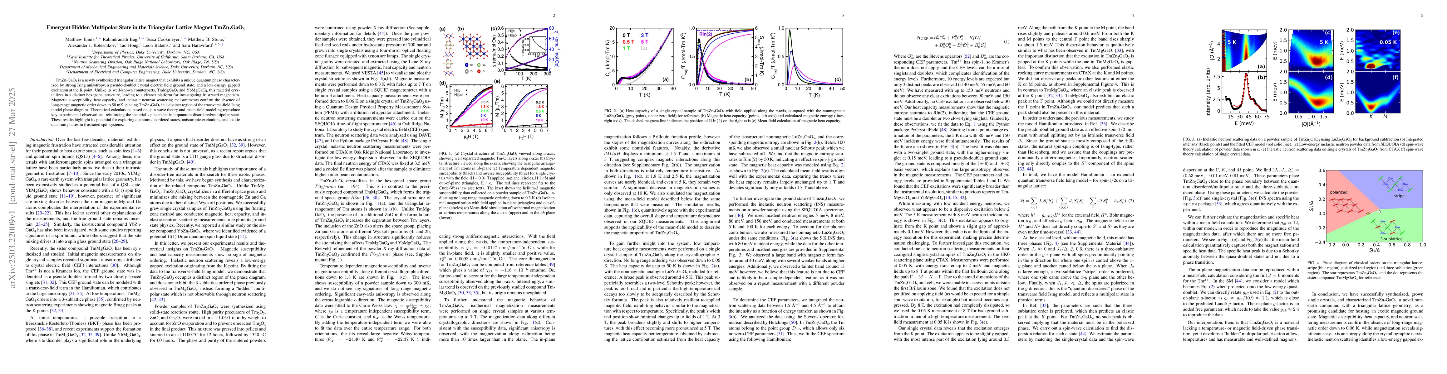 Thumbnail for Emergent Hidden Multipolar State in the Triangular Lattice Magnet
  TmZn2GaO5