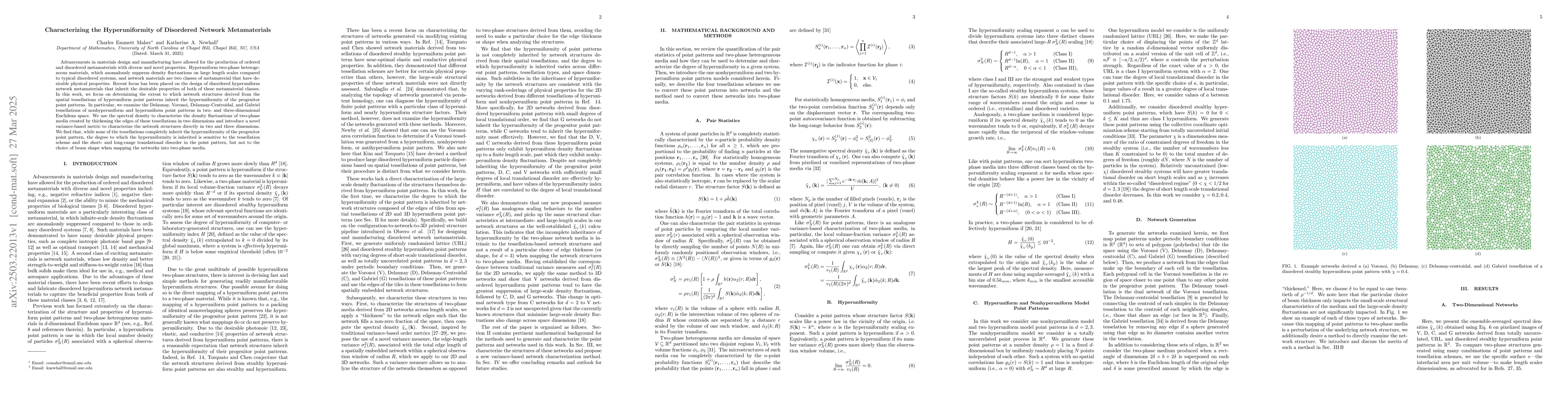 Thumbnail for Characterizing the Hyperuniformity of Disordered Network Metamaterials