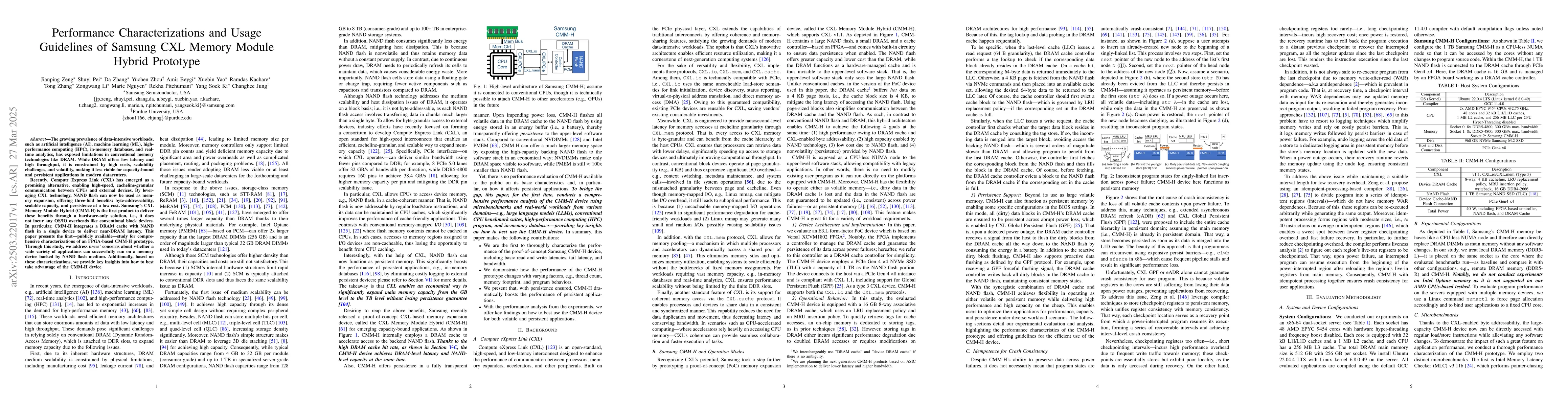 Thumbnail for Performance Characterizations and Usage Guidelines of Samsung CXL Memory
  Module Hybrid Prototype