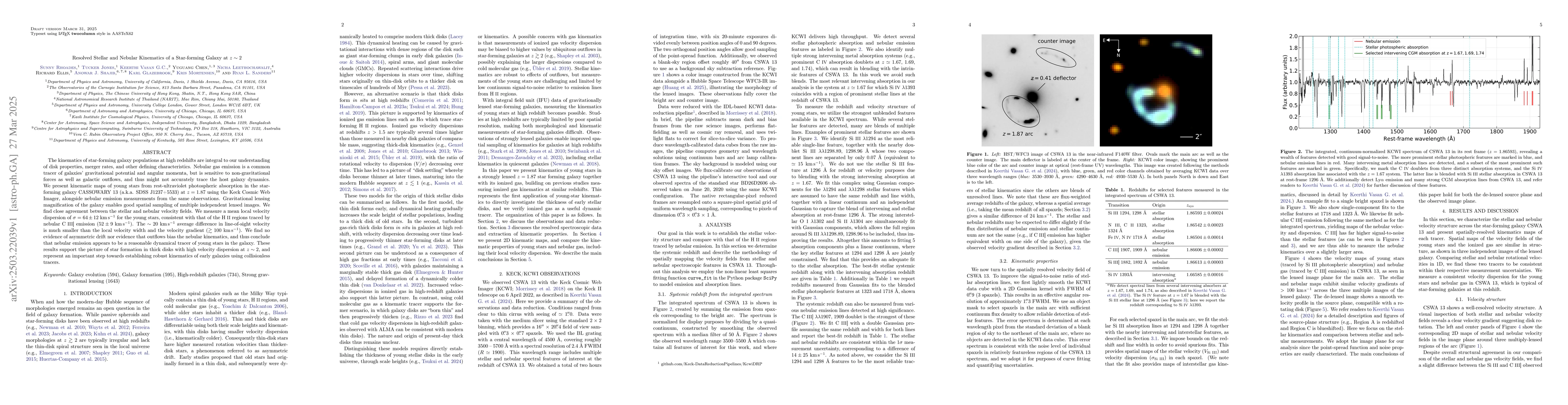 Thumbnail for Resolved Stellar and Nebular Kinematics of a Star-forming Galaxy at
  $z\sim2$
