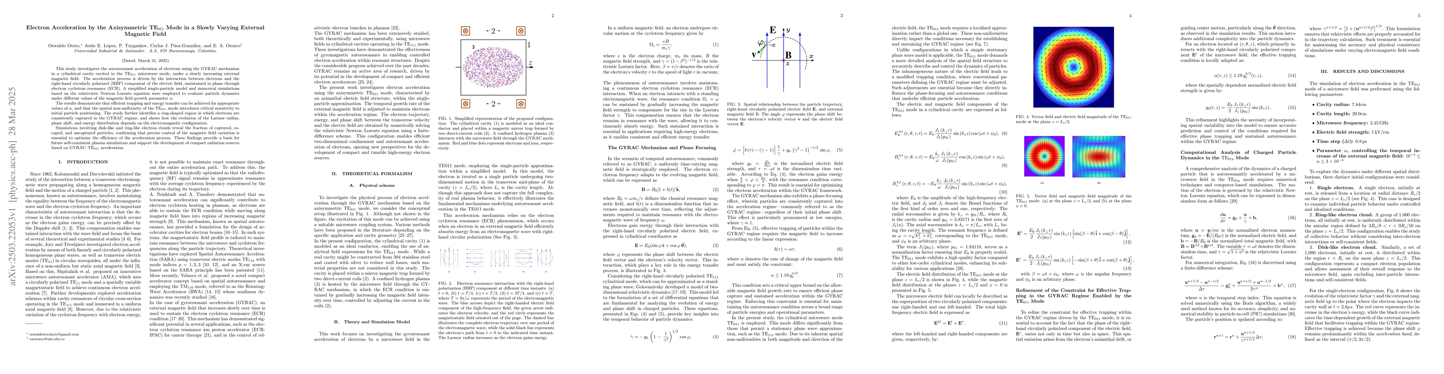 Thumbnail for Electron Acceleration by the Axisymmetric TE$_{011}$ Mode in a Slowly
  Varying External Magnetic Field