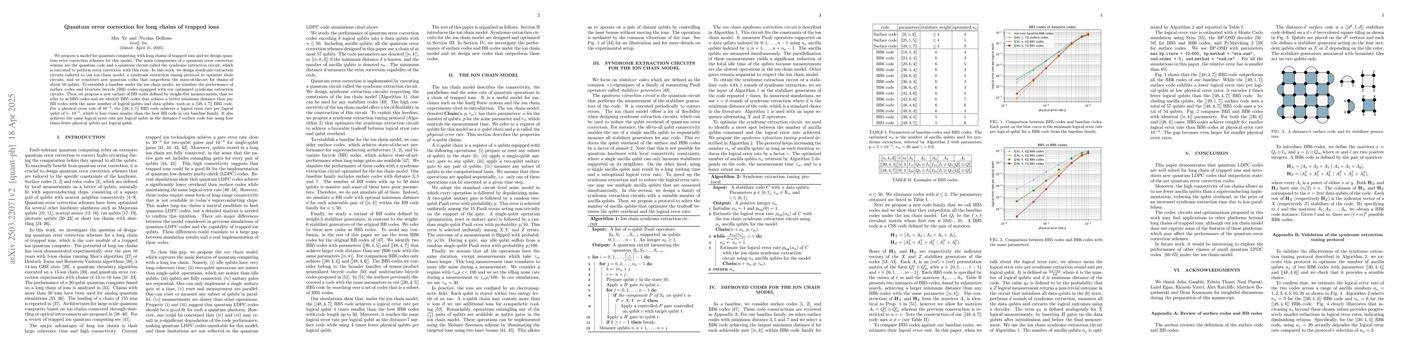 Thumbnail for Quantum error correction for long chains of trapped ions