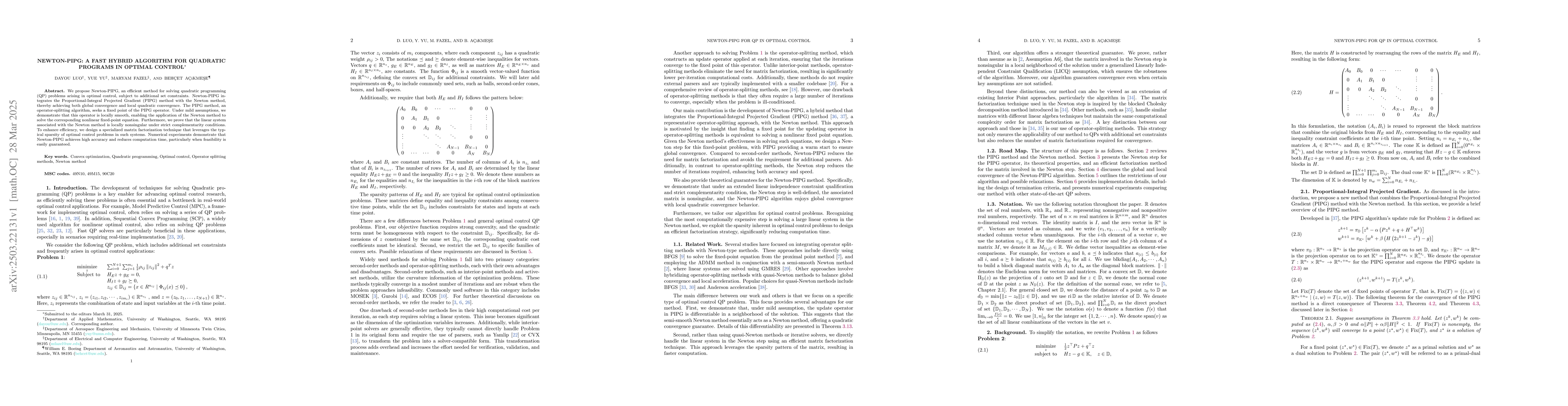 Thumbnail for Newton-PIPG: A Fast Hybrid Algorithm for Quadratic Programs in Optimal
  Control