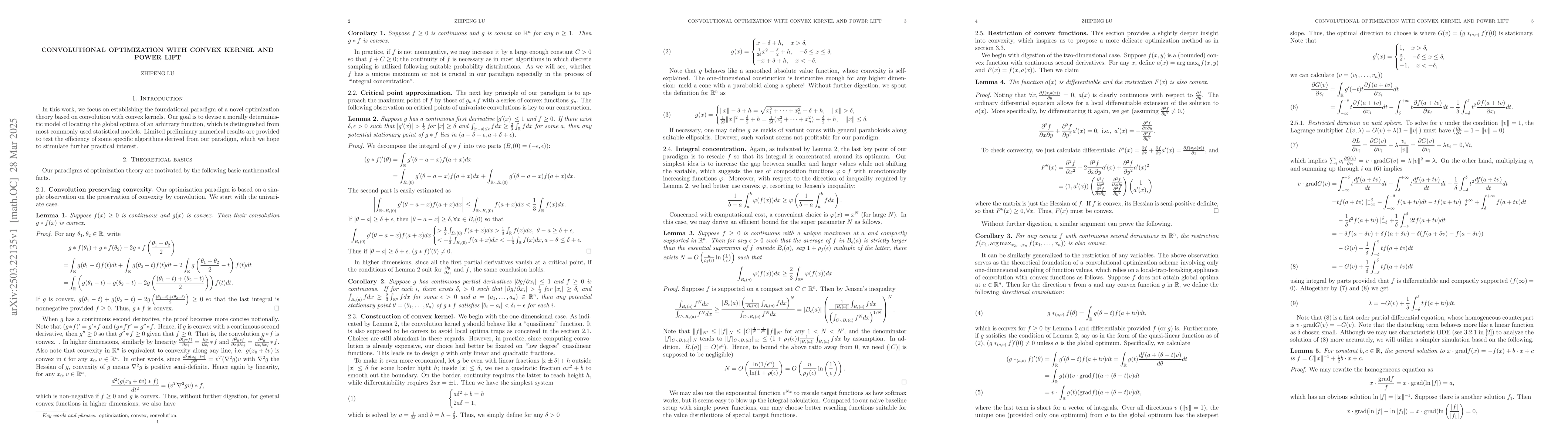 Thumbnail for Convolutional optimization with convex kernel and power lift